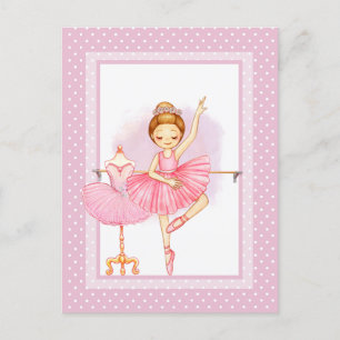 Ballerina floraI polka stippen uitnodigingskaart Briefkaart