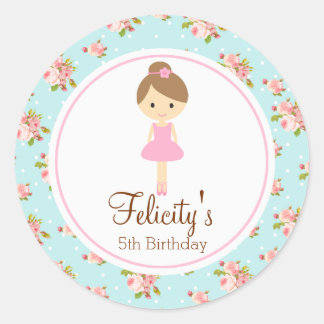Ballerina Flower 2 inch rond gepersonaliseerd labe Ronde Sticker