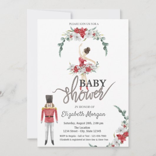 Ballerina Flowers Notenkraker Baby shower Kaart (Voorkant)