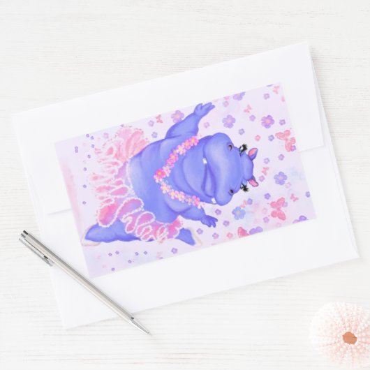 Ballerina Funny Hippo Sticker Happy Ballet Dancer (Envelop)