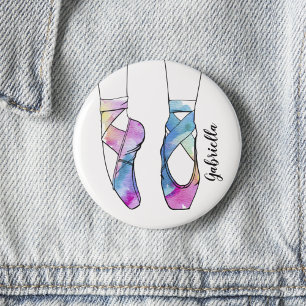 Ballerina gepersonaliseerd ballet ronde button 5,7 cm