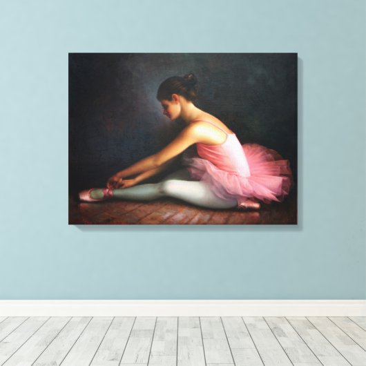 Ballerina gewikkeld doek canvas afdruk (Insitu (Houten vloer))