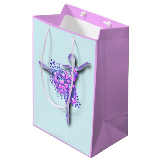 Ballerina Gift Bag Ballet Dancer Meisje Uw Kleuren Medium Cadeauzakje (Voorkant Gekanteld)
