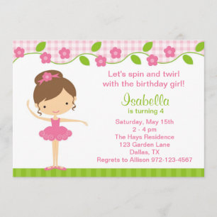 Ballerina Girl Birthday Party Kaart