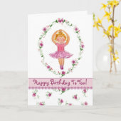 Ballerina Girl joyeuse carte d'anniversaire Roses  (Fleur jaune)