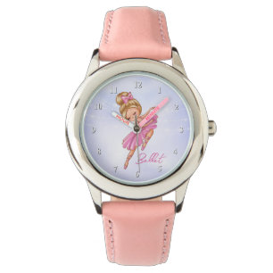 Ballerina Girl Pink, Paarse  Ballet Dance Horloge