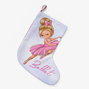 Ballerina Girl Pink, Paarse  Ballet Dance Kleine Kerstsok