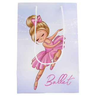 Ballerina Girl Pink, Paarse Ballet Dance Medium Cadeauzakje