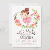 Ballerina Girl Rose Anniversaire Invitation (Devant)