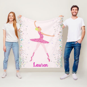 Ballerina Glitter Confetti Personalized Design Fleece Deken