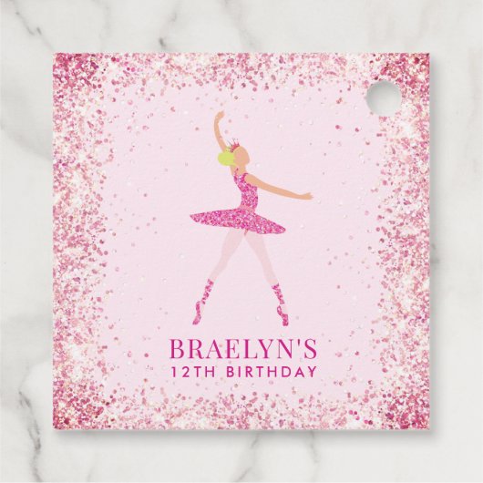 Ballerina Glitter Confetti Verjaardag Ontwerp Bedankjes Labels (Achterkant)