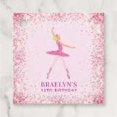 Ballerina Glitter Confetti Verjaardag Ontwerp Bedankjes Labels (Voorkant)
