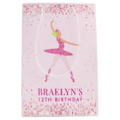 Ballerina Glitter Confetti Verjaardag Ontwerp Medium Cadeauzakje (Voorkant)