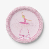 Ballerina Glitter Confetti Verjaardag Ontwerp Papieren Bordje (Voorkant)