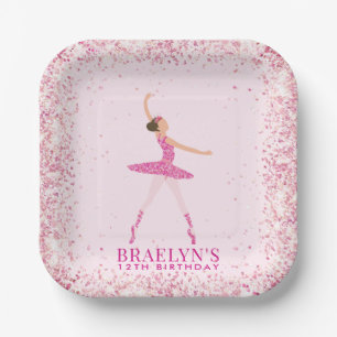 Ballerina Glitter Confetti Verjaardag Ontwerp Papieren Bordje