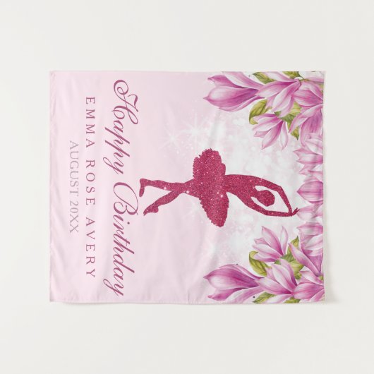 Ballerina Glitter Gefeliciteerd Muurdecoratie Wandkleed (Voorkant (horizontaal))