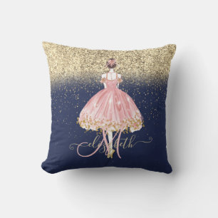 Ballerina Glitter Ombre Monogram Marine Blue Kussen