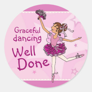 Ballerina graceful dansende sticker brunette/roze