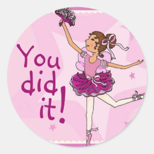 Ballerina graceful danssticker brunette/roze ronde sticker