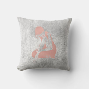 Ballerina grijs grungy metallic zilver grijs roze kussen