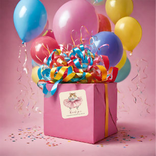 Ballerina Hamster Meisje Verjaardag Bedankt Vierkante Sticker