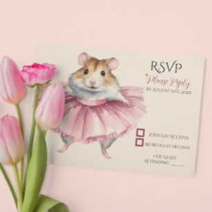 Ballerina hamster meisjes verjaardag RSVP kaartje
