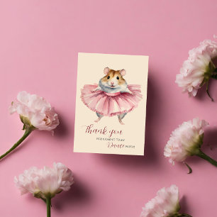 Ballerina Hamster Verjaardag Dans Feest Dank u Bedankkaart