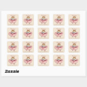 Ballerina Hamster Verjaardag Dans Feest Dank u Vierkante Sticker (Vel)