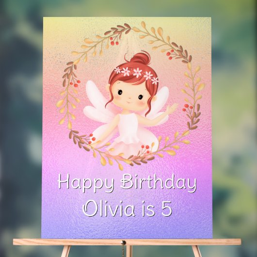 Ballerina Happy 5th Birthday Pink Party Banner Acryl Bord (Neutraal)