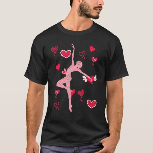 Ballerina Hearts en Pointe Ballet Dancer B T-shirt (Voorkant)