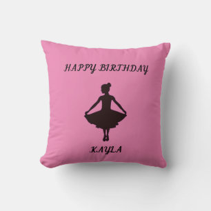 Ballerina heureux anniversaire rose jetez oreiller