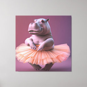 Ballerina Hippo Canvas Afdruk