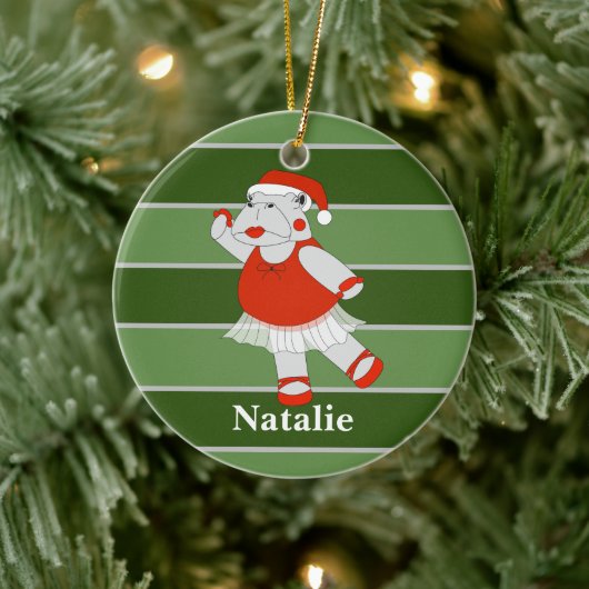 Ballerina Hippo - kerstman Keramisch Ornament (Boom)