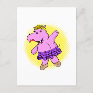 Ballerina Hippo met Tutu Briefkaart