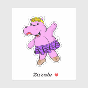Ballerina Hippo met Tutu Sticker