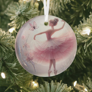 Ballerina hiver rose magnifique ornement en verre