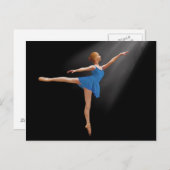 Ballerina in Arabesque Position on Black Briefkaar Briefkaart (Voorkant / Achterkant)
