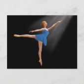Ballerina in Arabesque Position on Black Briefkaar Briefkaart (Voorkant)