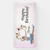 Ballerina in Blue Personal Name Birthday in Pink Spandoek (Verticaal)
