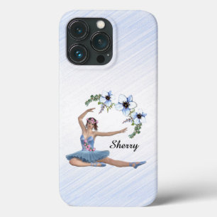 Ballerina in Blue Personal Name iPhone 13 Pro Hoesje