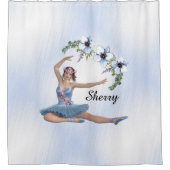 Ballerina in Blue Personal Name Douchegordijn (Voorkant)