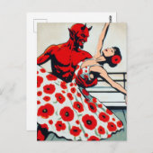 Ballerina in een poppy jurk dansen met de duivel briefkaart (Voorkant / Achterkant)
