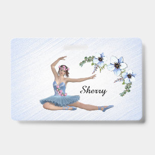 Ballerina in het blauw persoonlijke naam badge