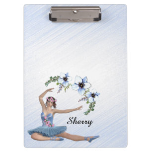 Ballerina in het blauw persoonlijke naam klembord