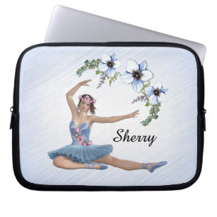 Ballerina in het blauw persoonlijke naam laptop sleeve