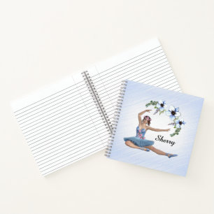 Ballerina in het blauw persoonlijke naam notitieboek