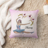 Ballerina in het blauw Persoonlijke naam op roze Kussen (Deken)