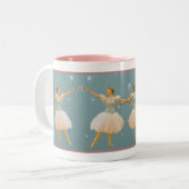 Ballerina in het groen en wit tweekleurige koffiemok (Voorkant links)