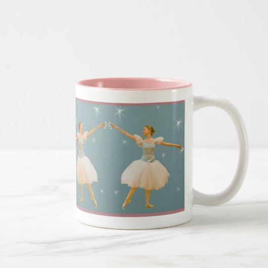 Ballerina in het groen en wit tweekleurige koffiemok (Rechts)