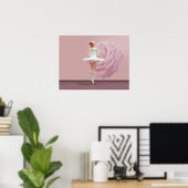 Ballerina in het wit met roze Rose Poster (Thuiskantoor)